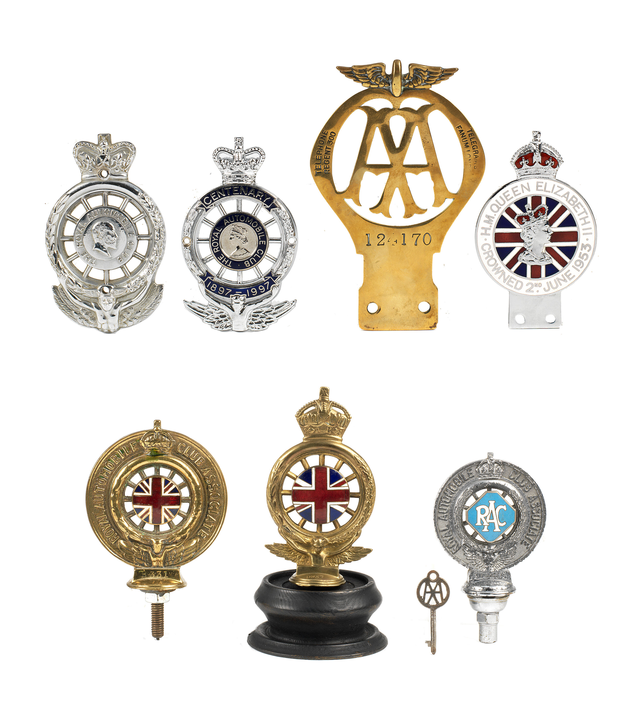 Bonhams Cars : Assorted mainly Royal Automobile Club car badges, ((8))