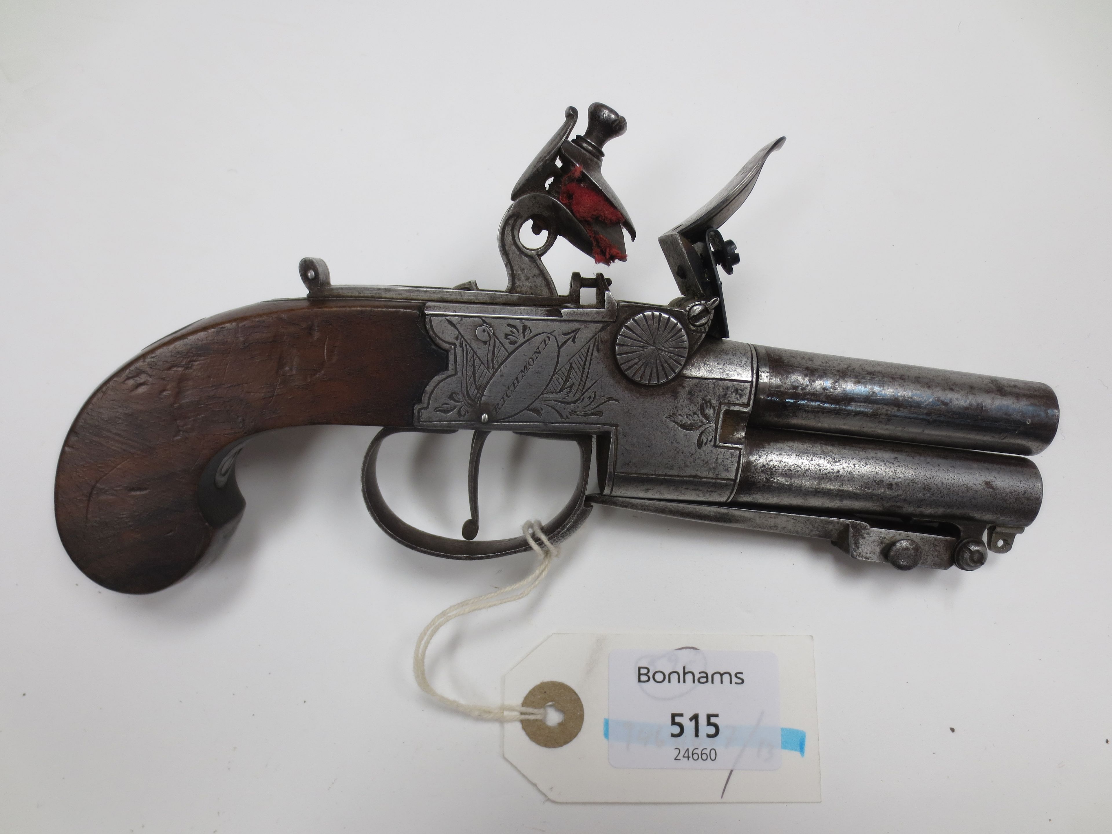 Bonhams : A 60-Bore Flintlock Box-Lock Over-And-Under Tap-Action Pistol ...