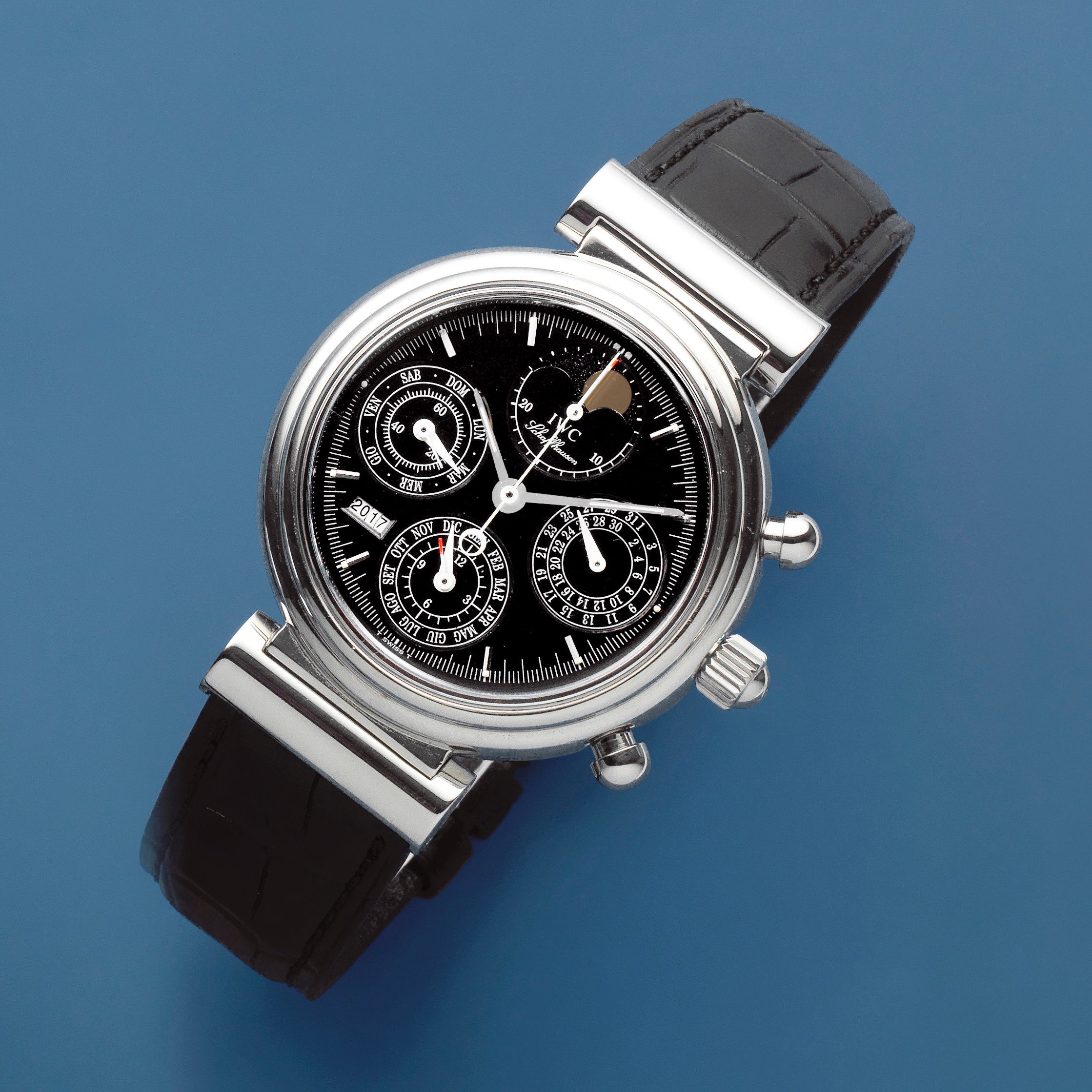 Bonhams A stainless steel perpetual calendar chronograph