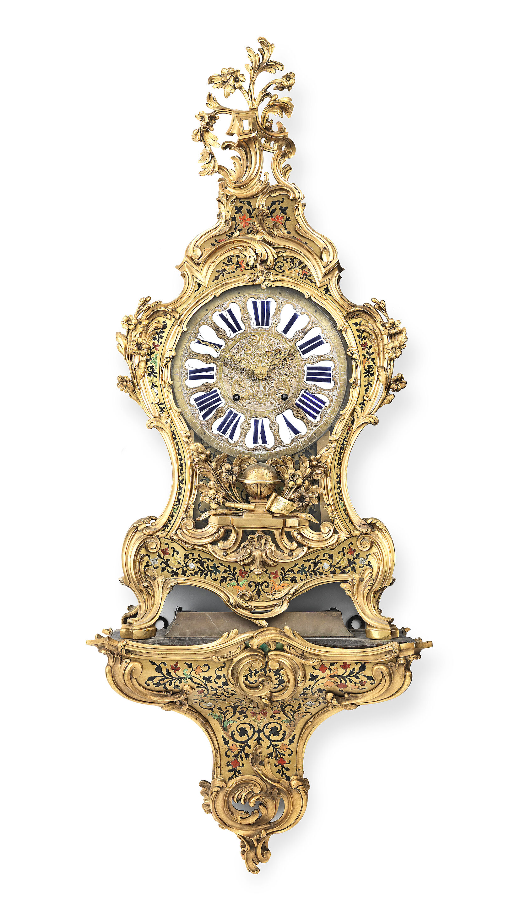 Bonhams : An 18th century French cut and inlaid brass bracket clock on ...