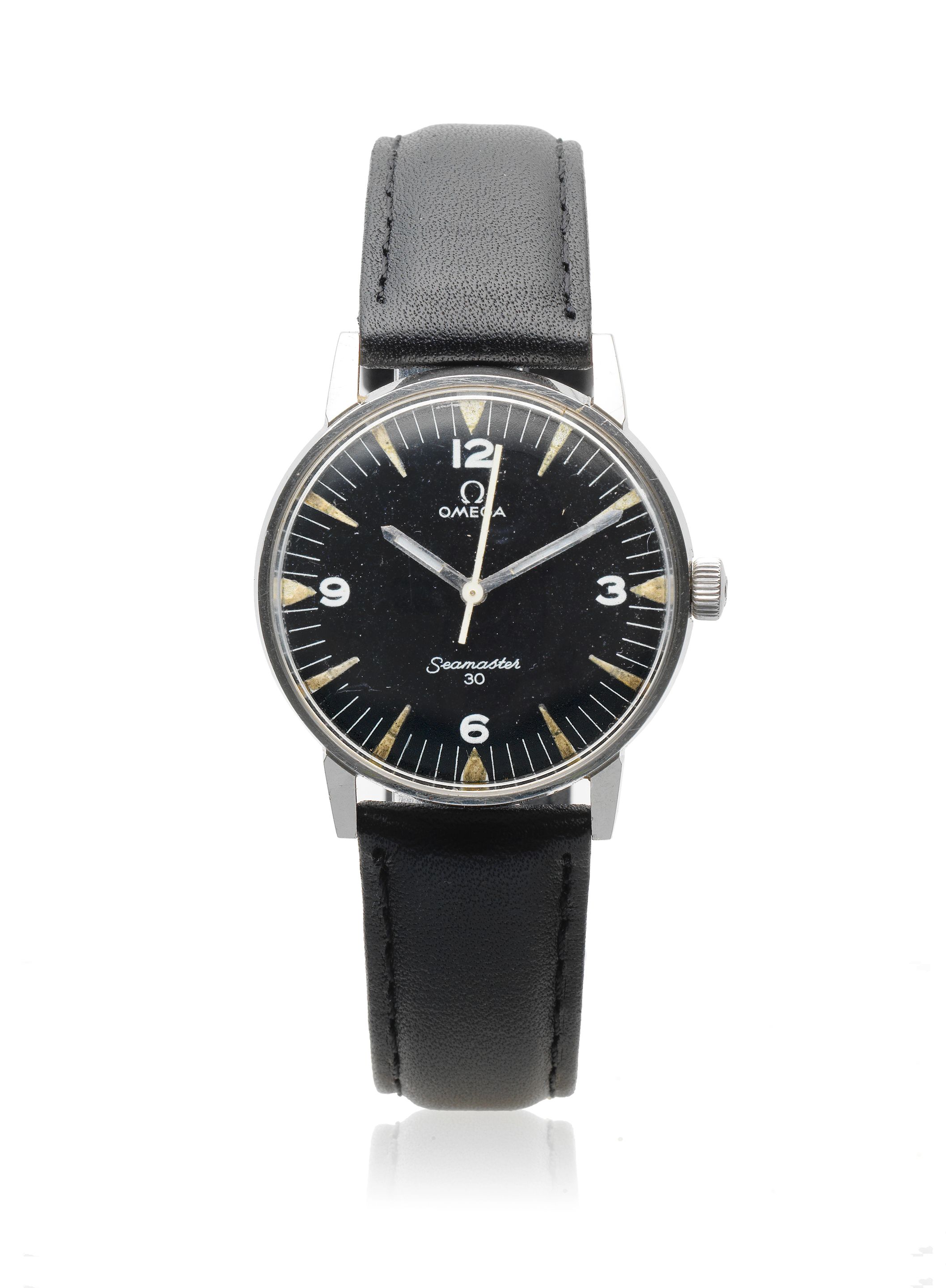 Bonhams A military stainless steel manual wind centre