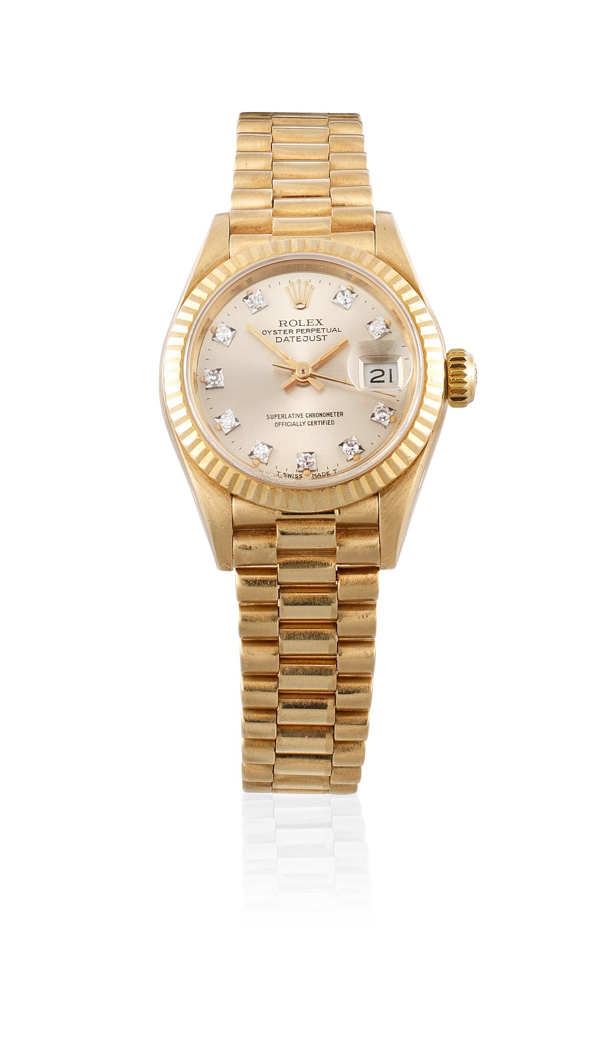 Bonhams A lady's 18K gold automatic calendar bracelet