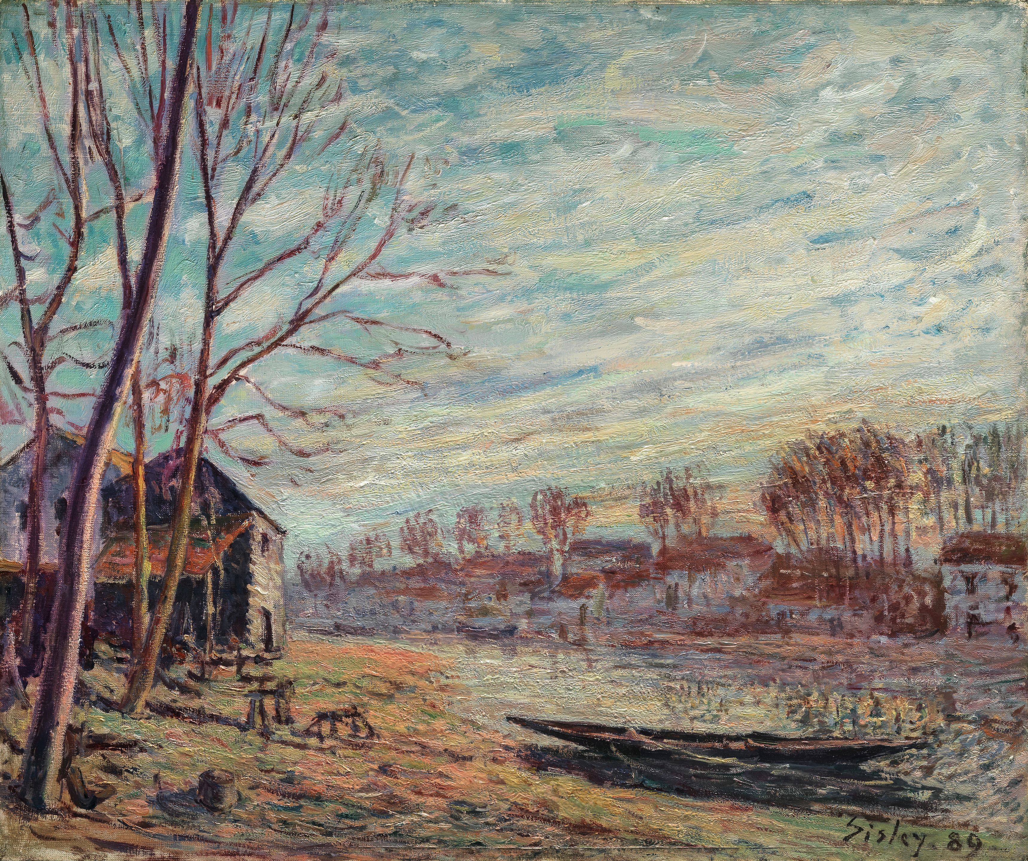 Alfred Sisley、MORET-SUR-LOING、画集画、新品額装付 （The Loing at 