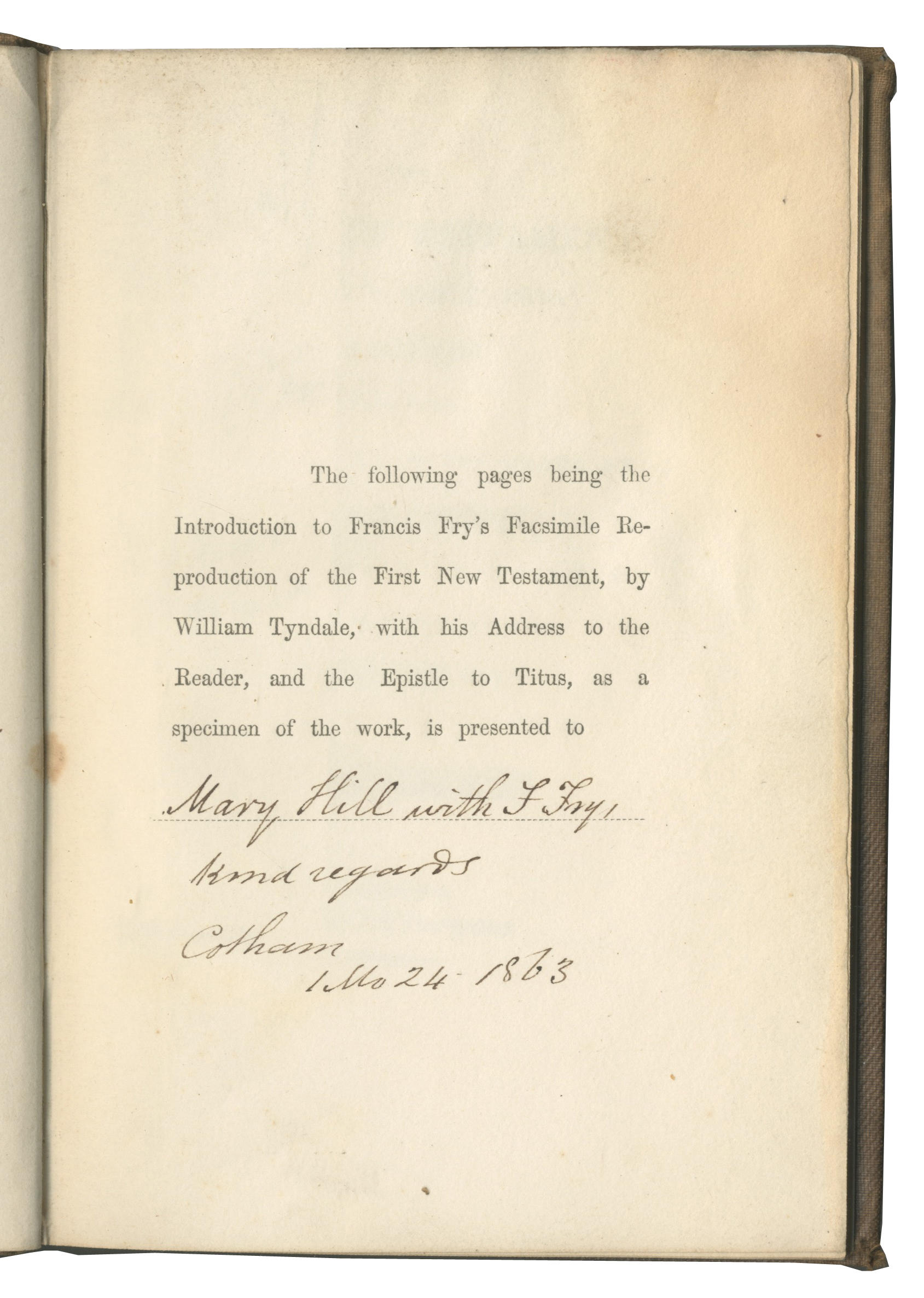 The first printed English New Testament translated by