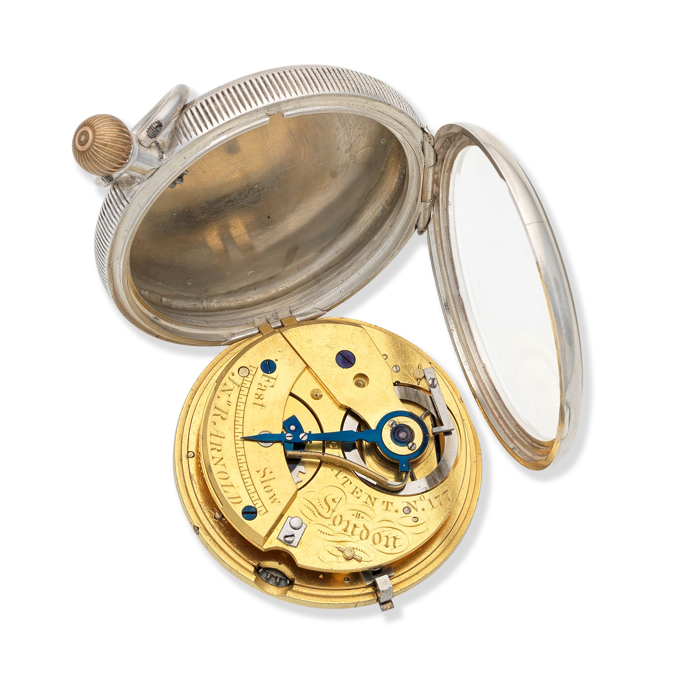 Bonhams Arnold, A silver early open face pocket