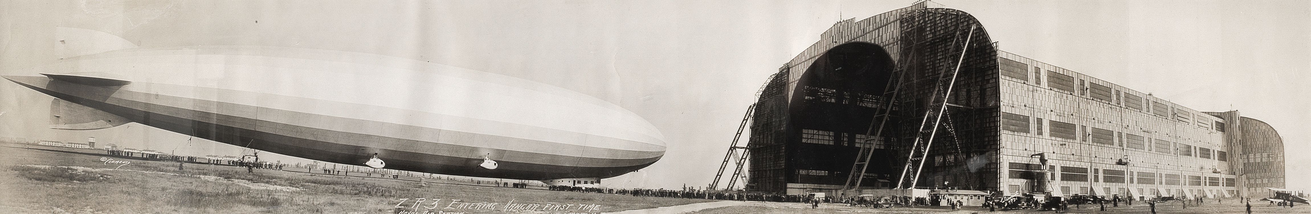 Bonhams : PANORAMAS CLEMENTS (RELL SAM) 'ZR-3 Entering Hangar First ...