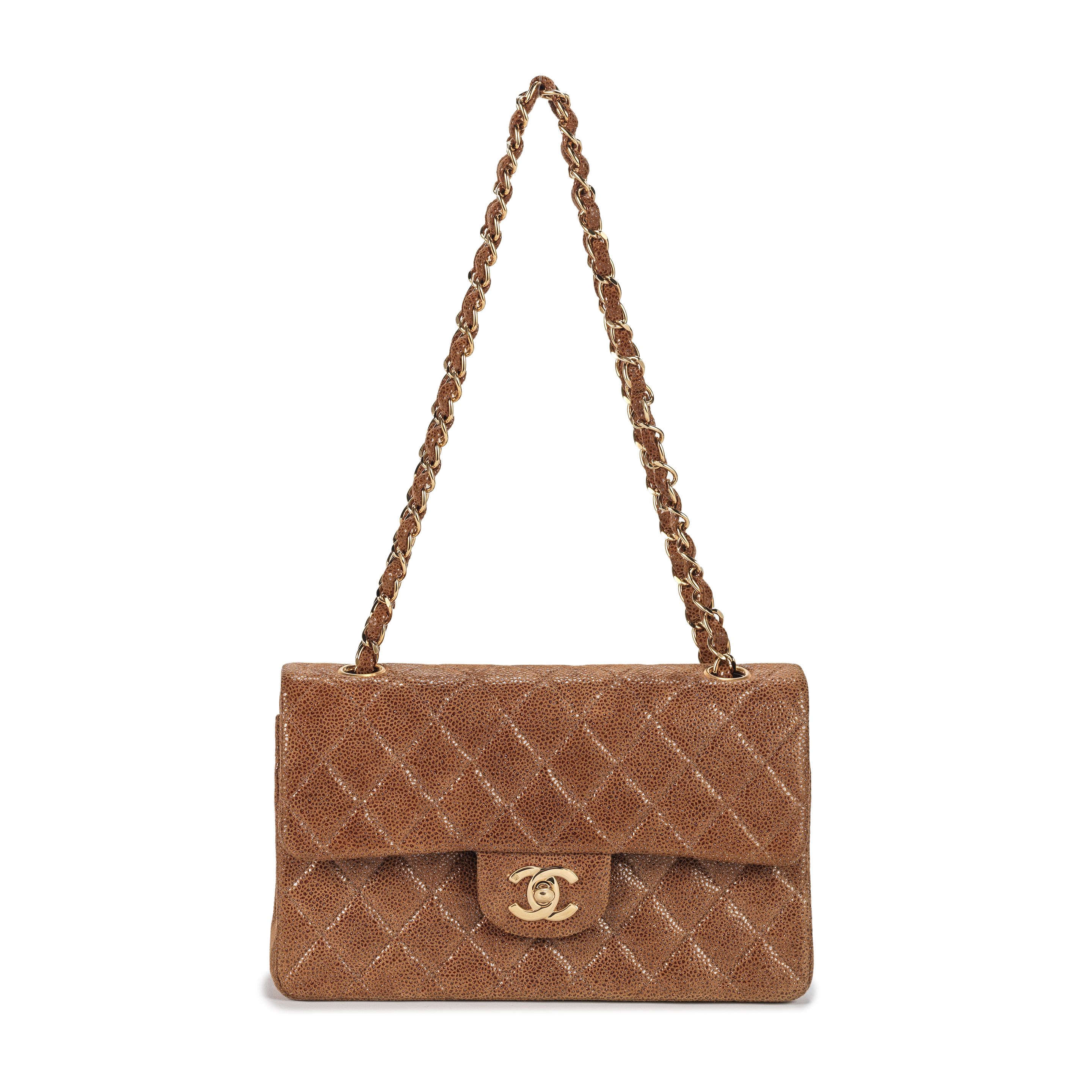 Bonhams Chanel: A Brown Suede Caviar Small Classic Double Flap
