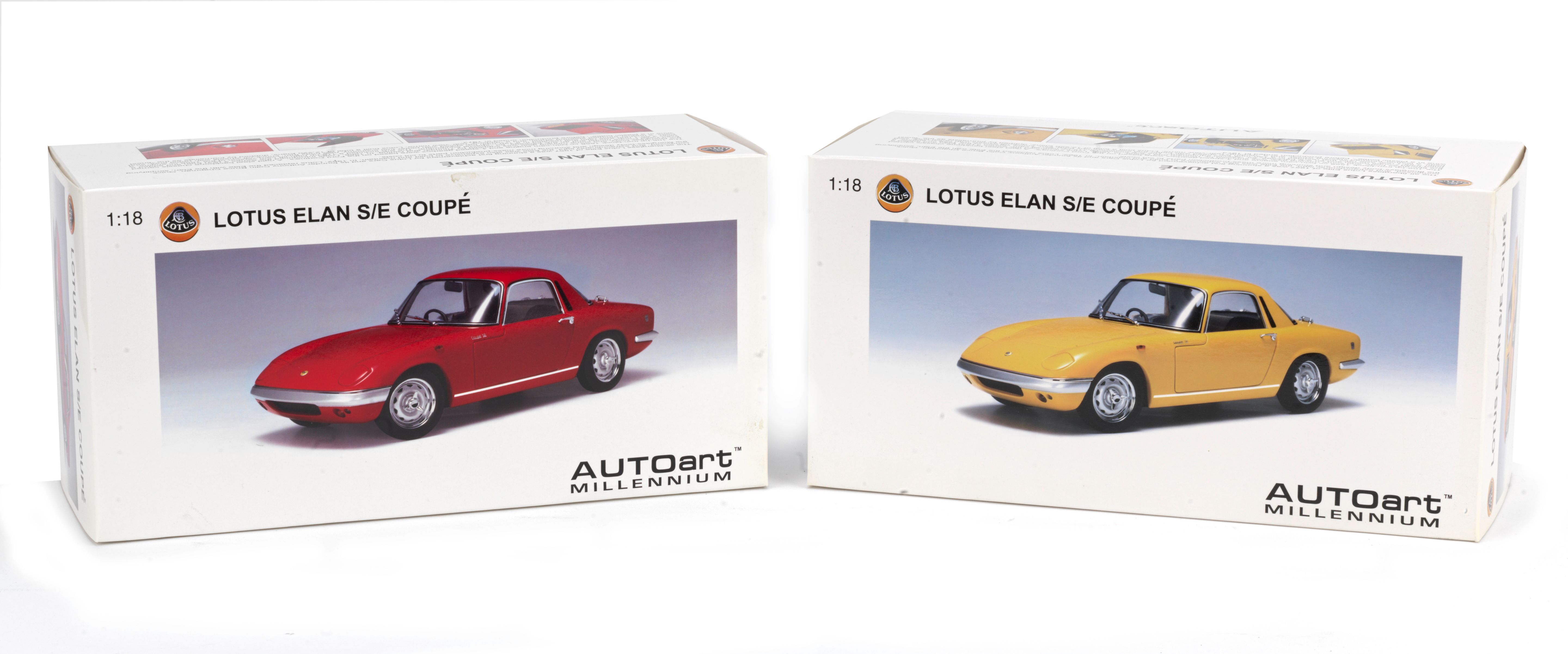 Bonhams Cars : Two boxed 118 scale Lotus Elan S/E Coupé models by 