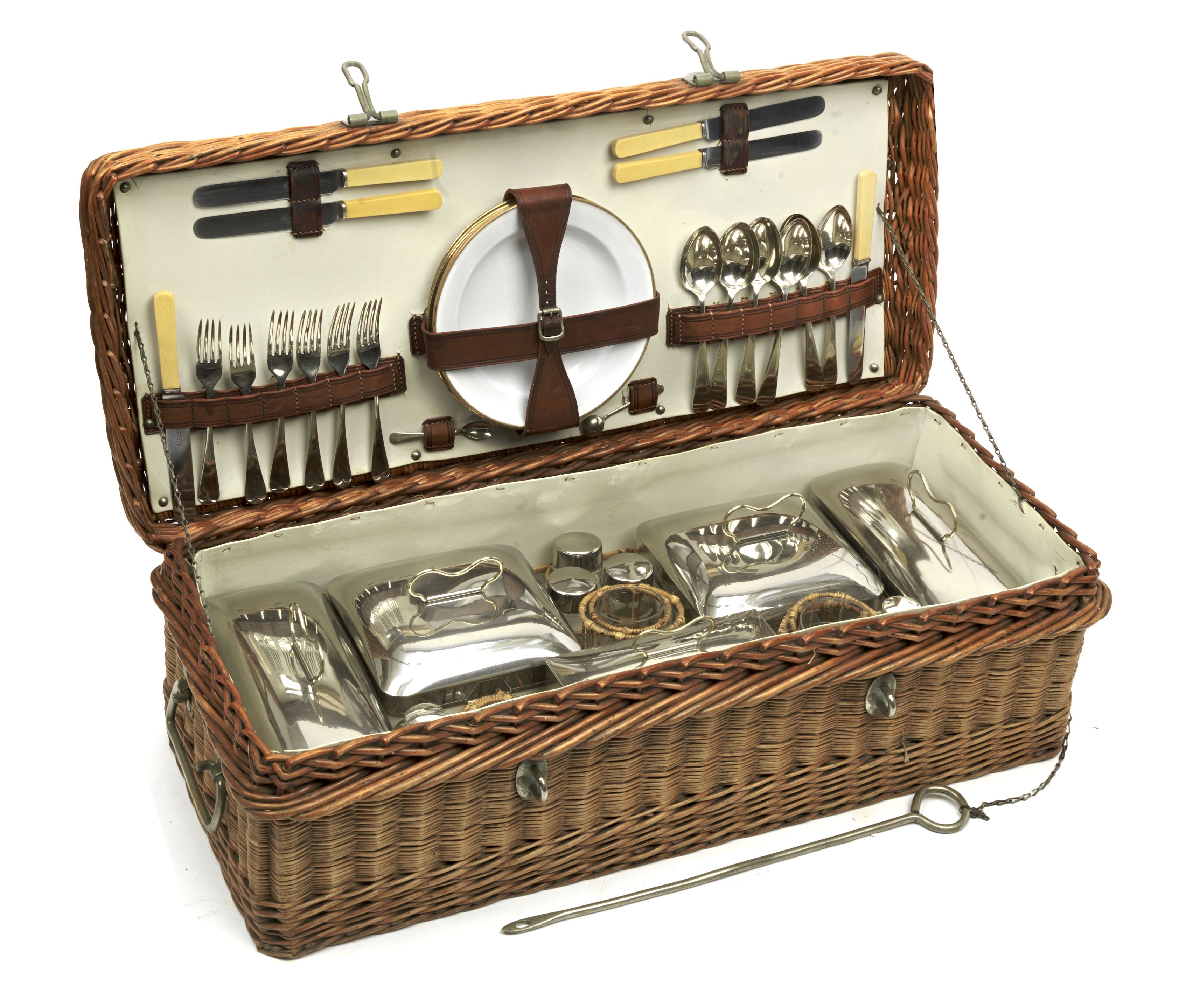 Bonhams Cars A six person Coracle picnic basket, circa 1920,