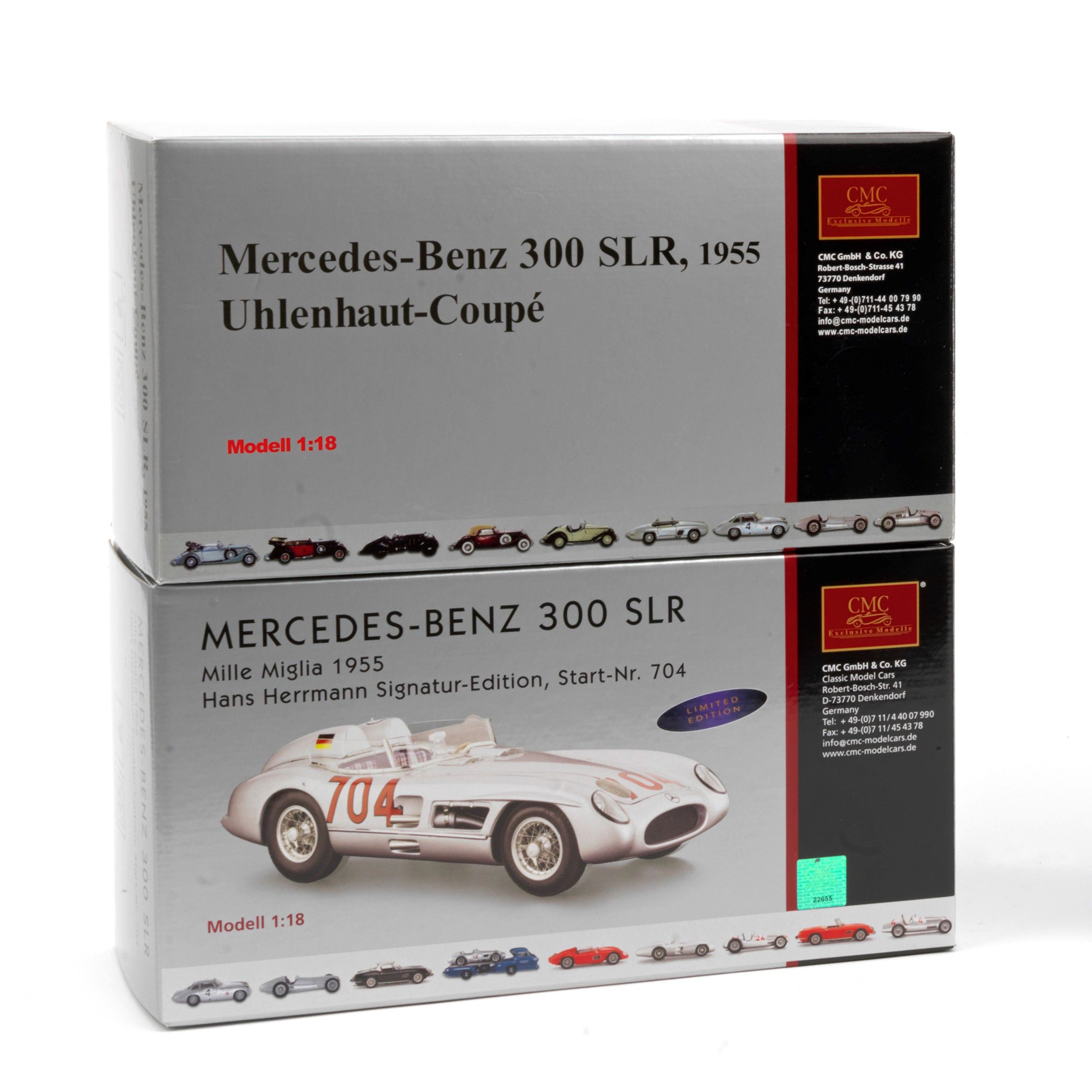 Bonhams Cars : Two boxed 1:18 scale 1955 Mercedes-Benz 300 SLR 
