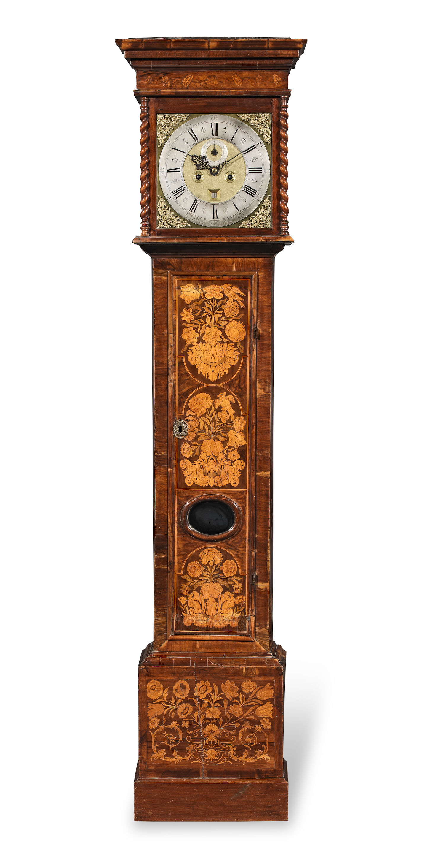 Bonhams : A late 17th century walnut marquetry inlaid longcase clock ...