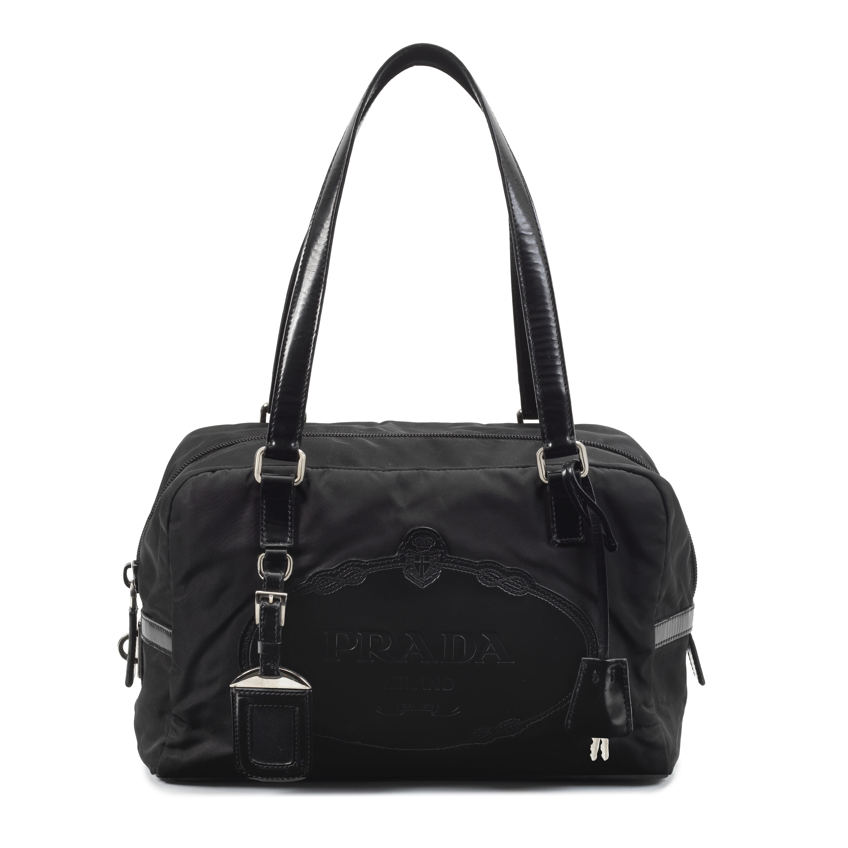 Bonhams : Prada: a Black Nylon Boston Bowling Bag (includes 