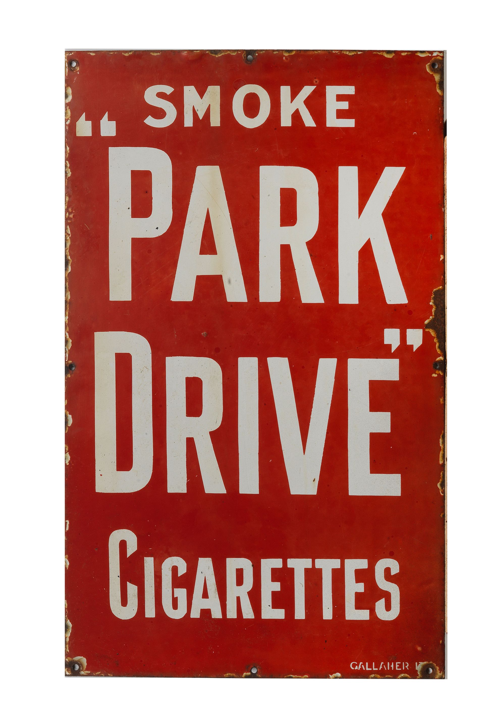 Bonhams Cars : A Park Drive Cigarettes enamel advertising sign,