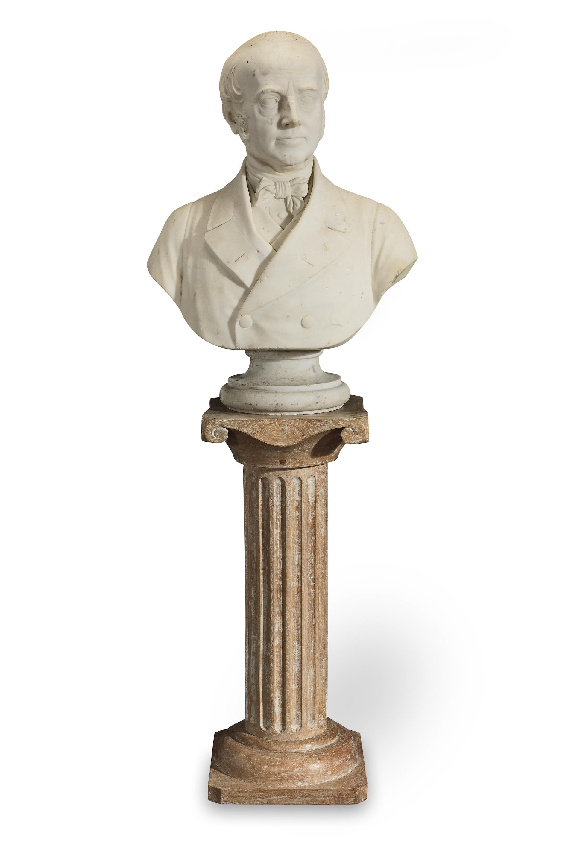 John Warrington Wood (British, 1839-1886): A carved white marble portrait...