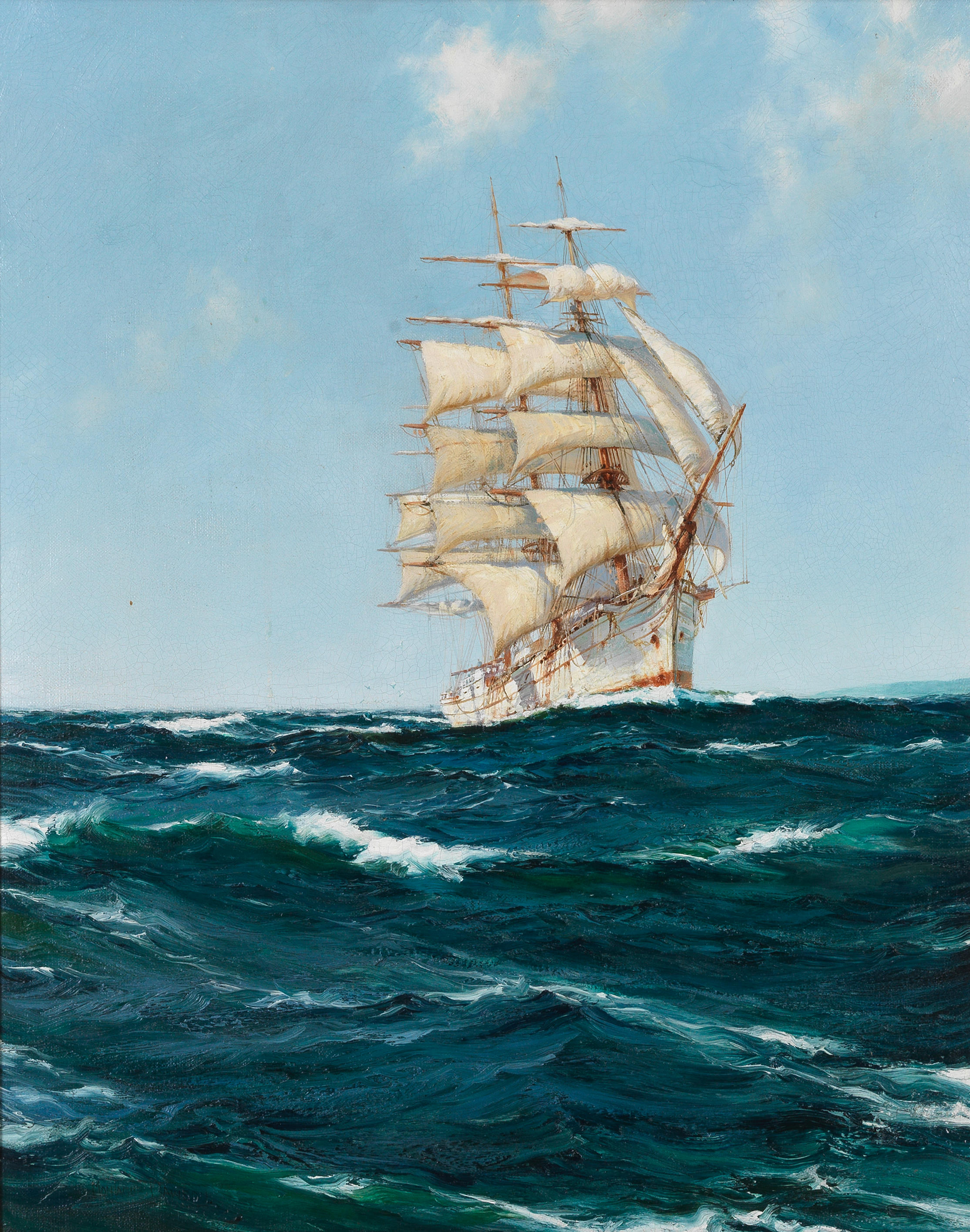 Bonhams : Montague Dawson (British, 1890-1973) 'The White Ship' - The ...