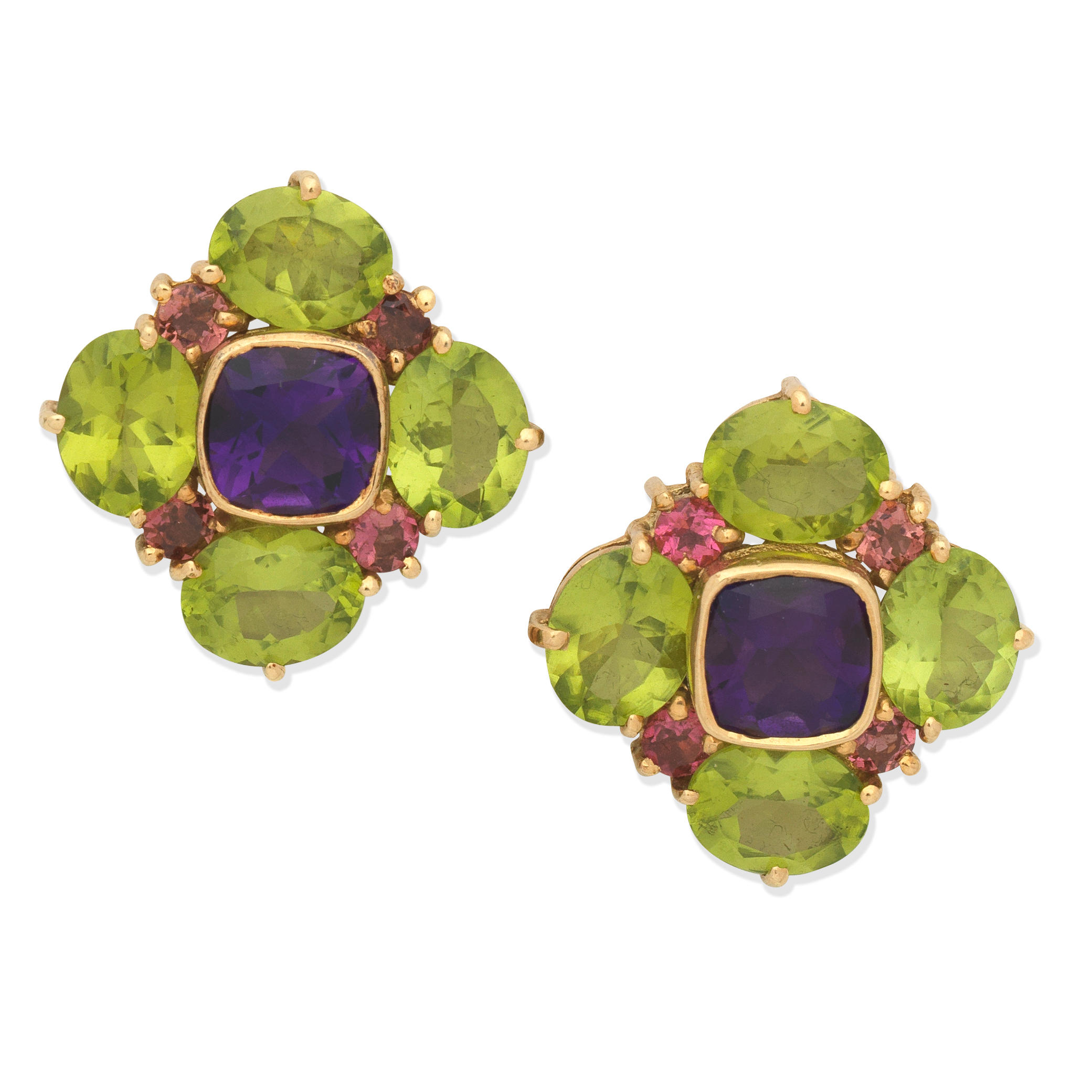 9ct peridot & amethyst earrings
