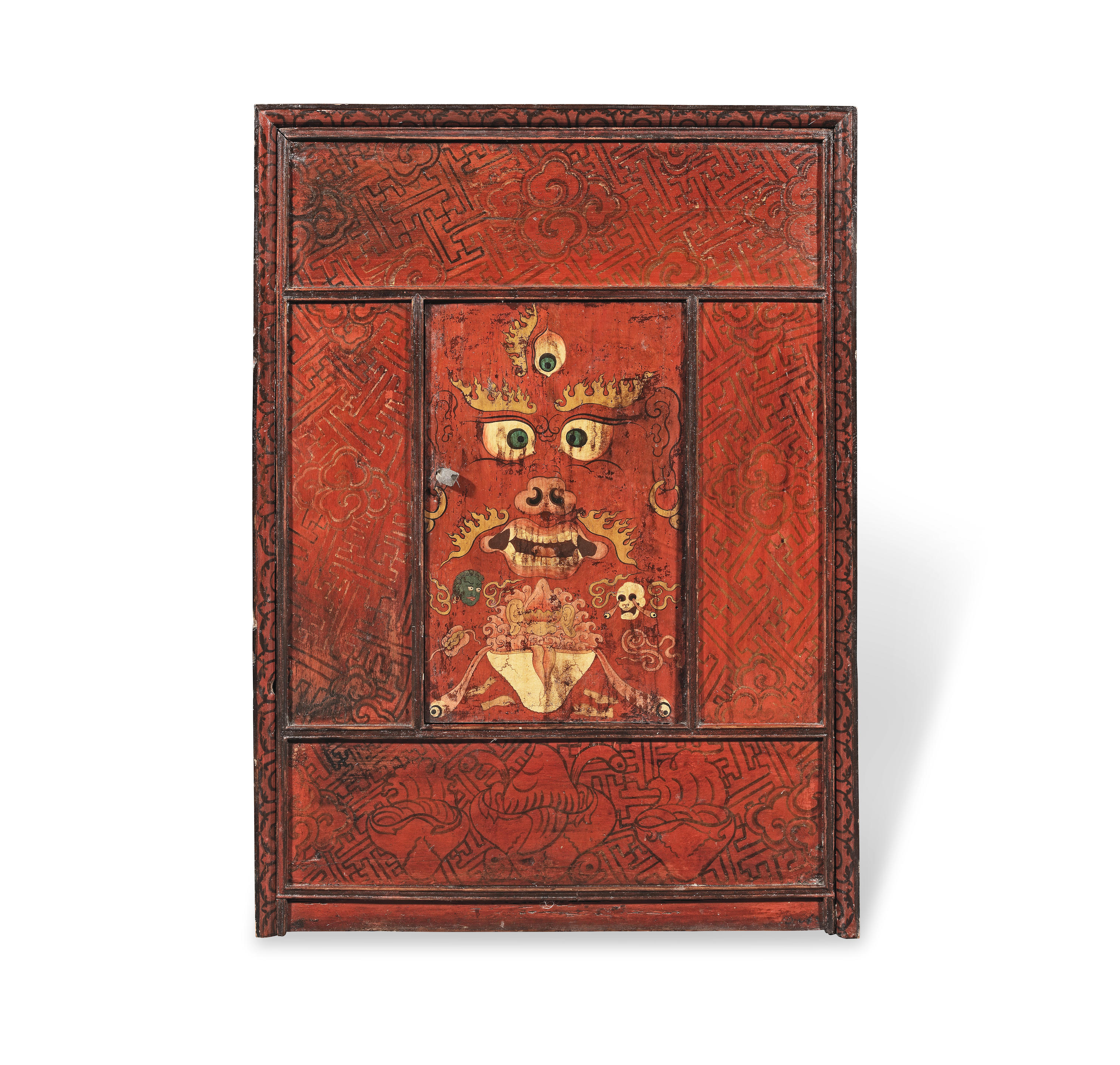 Painted Tibetan Mahakala Torgam Cabinet - 18thC