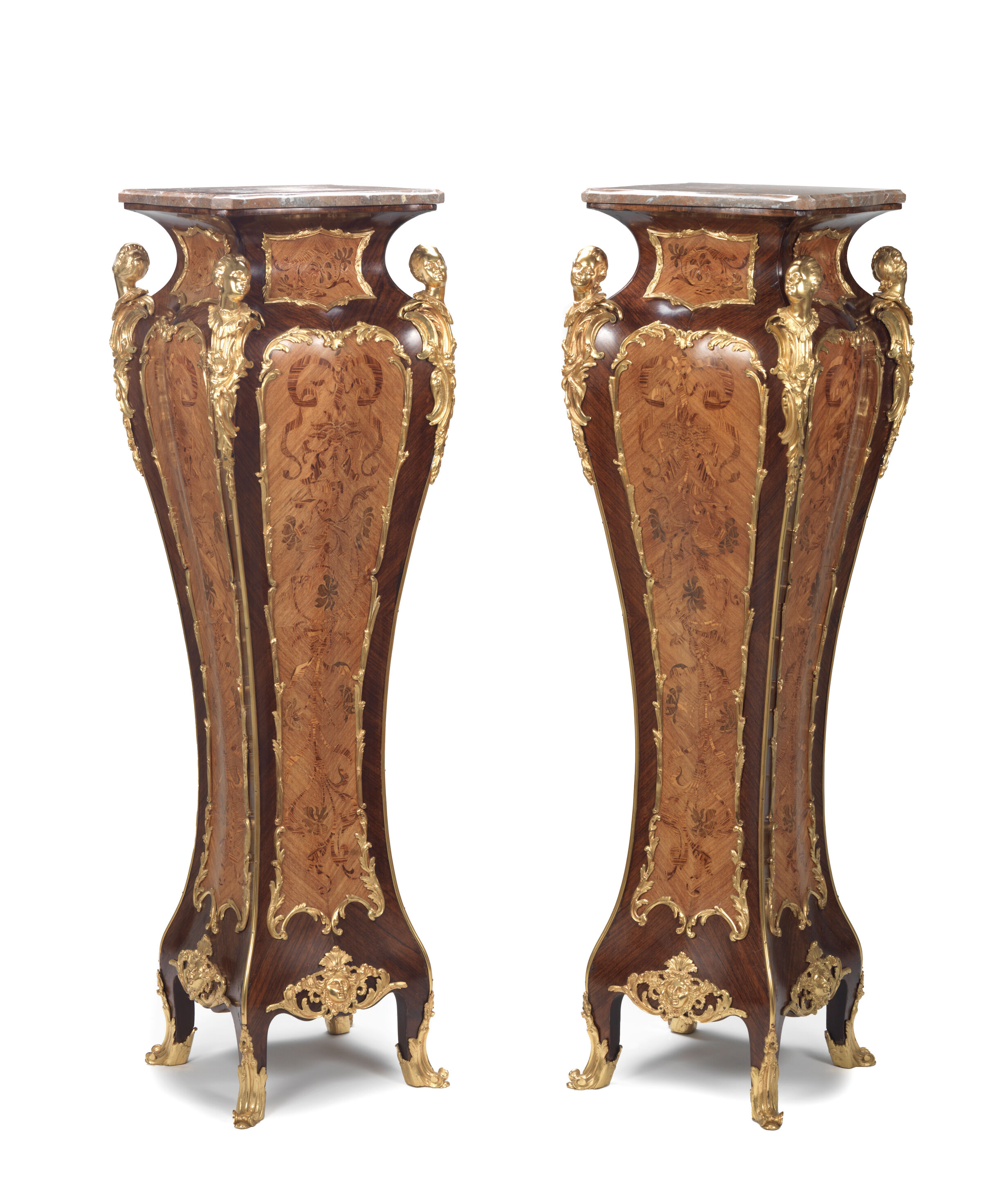 Bonhams : A pair of French early 20th century gilt bronze mounted ...