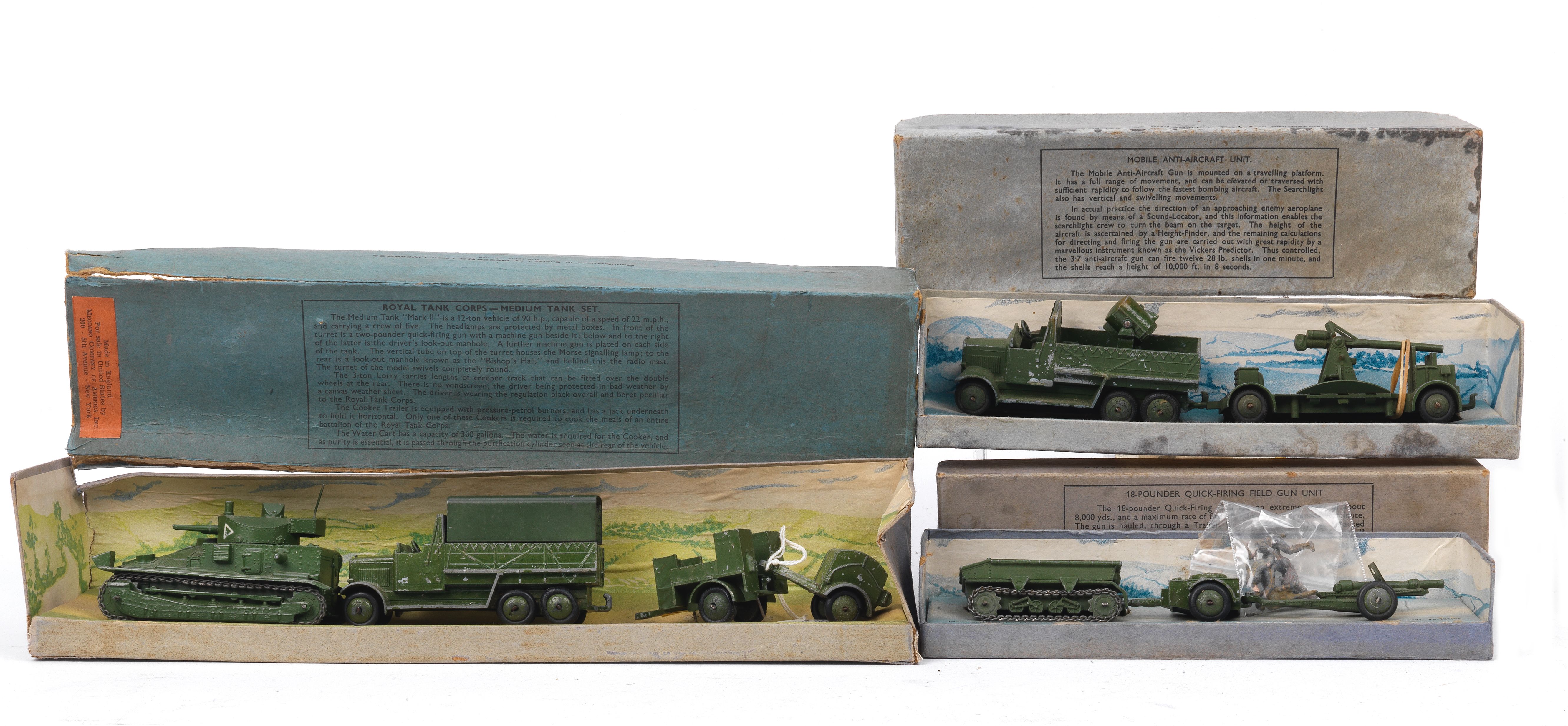Bonhams Cars Three boxed scale die-cast military vehicles sets