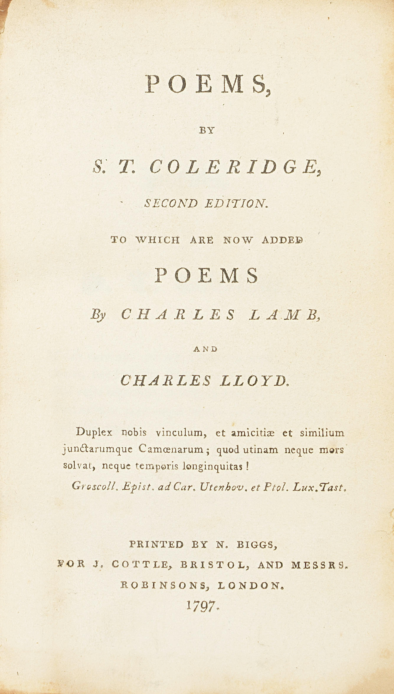 Bonhams : COLERIDGE (SAMUEL TAYLOR) Poems... To Which are Now Added ...