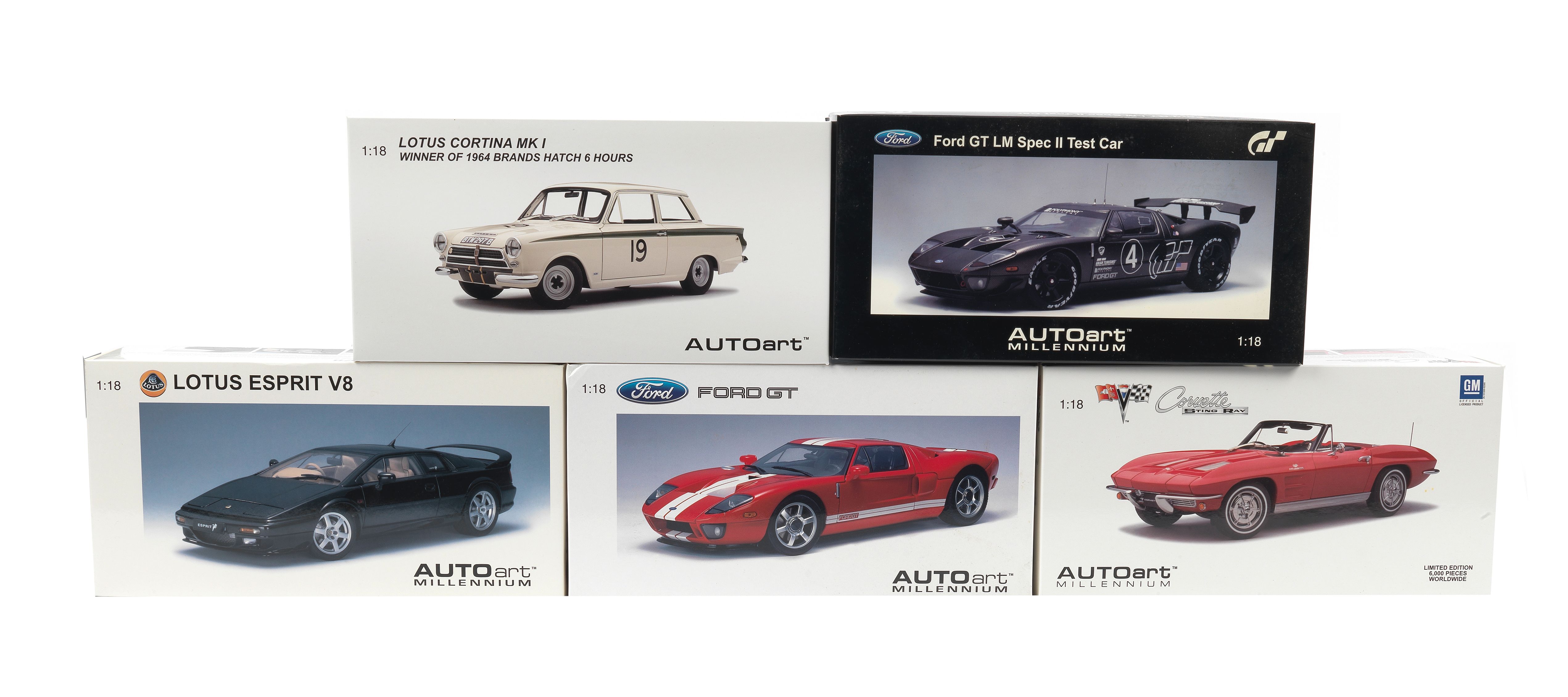 Bonhams Cars : Five boxed 118 scale die-cast models by Autoart, ((5))