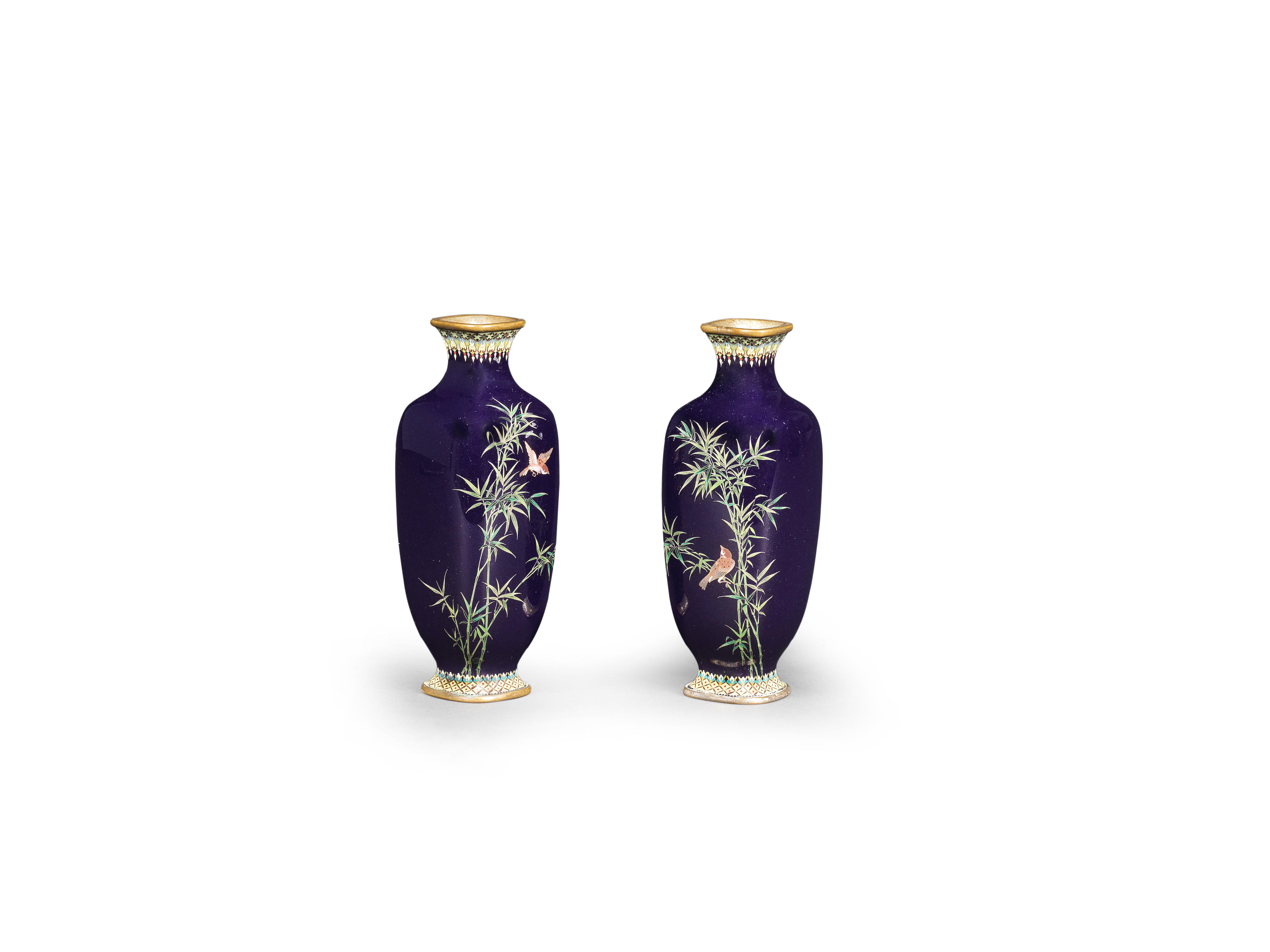 Bonhams : HAYASHI KODENJI WORKSHOP OF NAGOYA A Pair of Cloisonné-Enamel ...