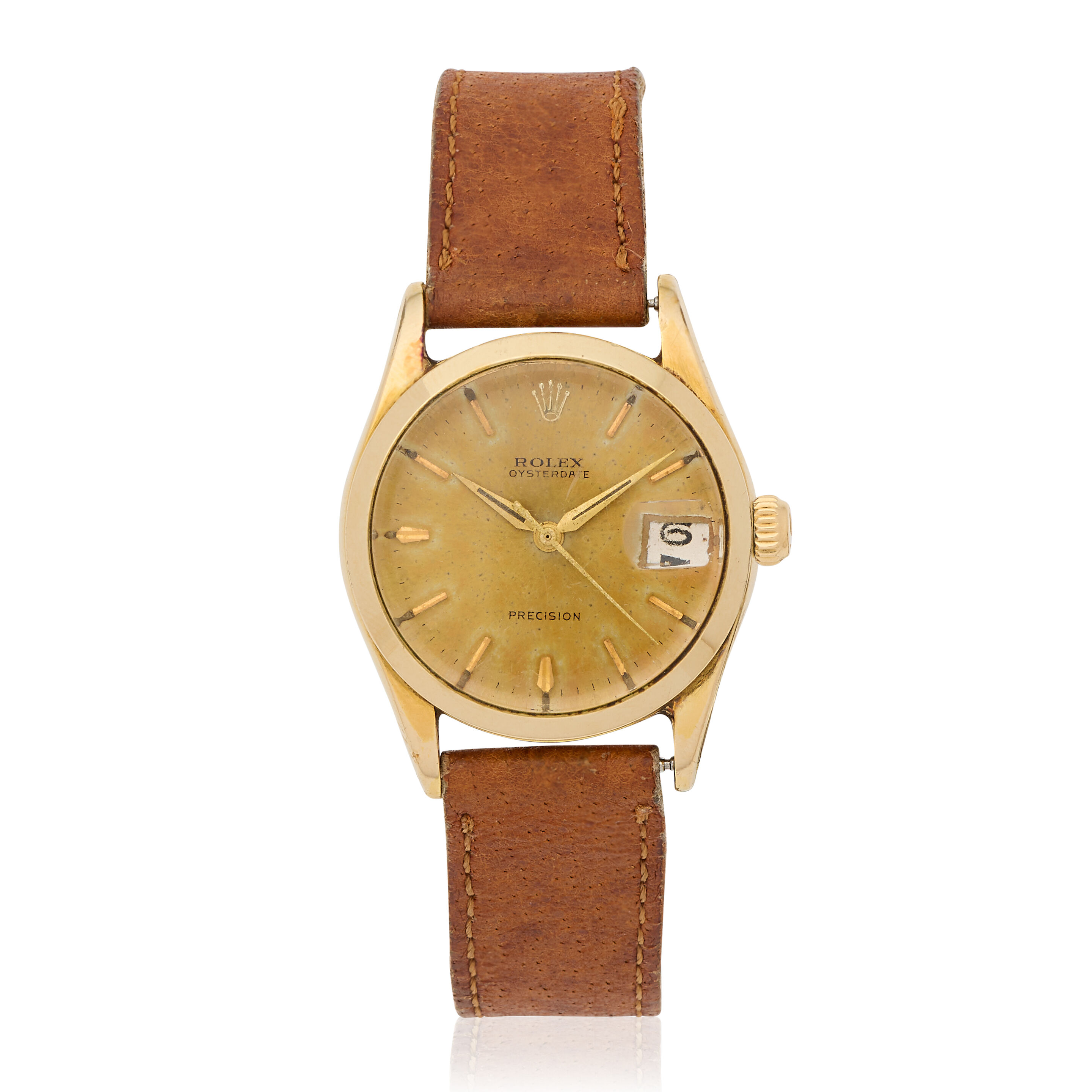 Rolex Oyster Date Precision Manual Winding Gold Dial Watch Tam Lot 547 - Rolex Oysterdate Precision: a gold mounted main image 2