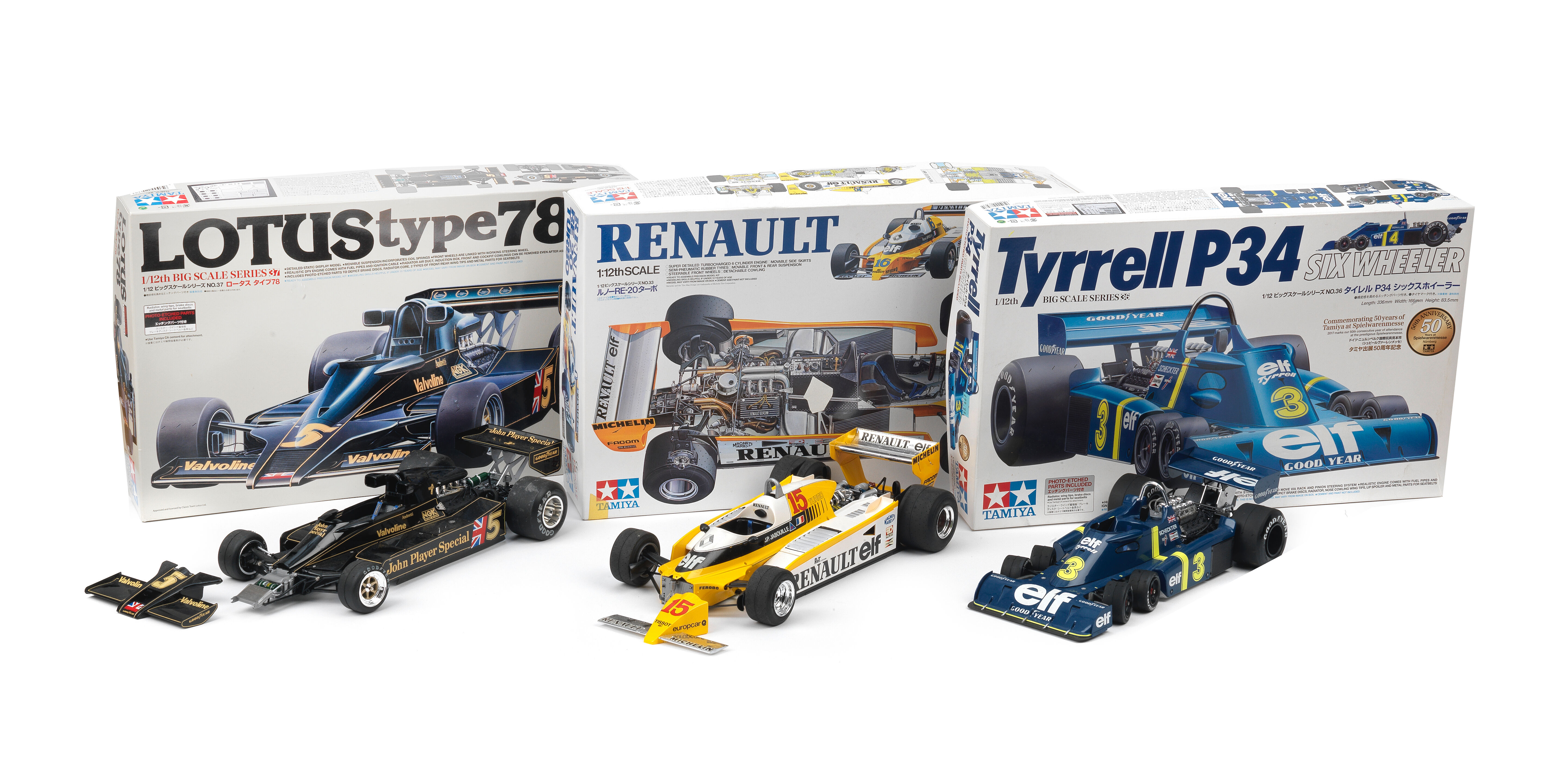 Bonhams Cars : Three 1:12 scale model kits by Tamiya, ((3))