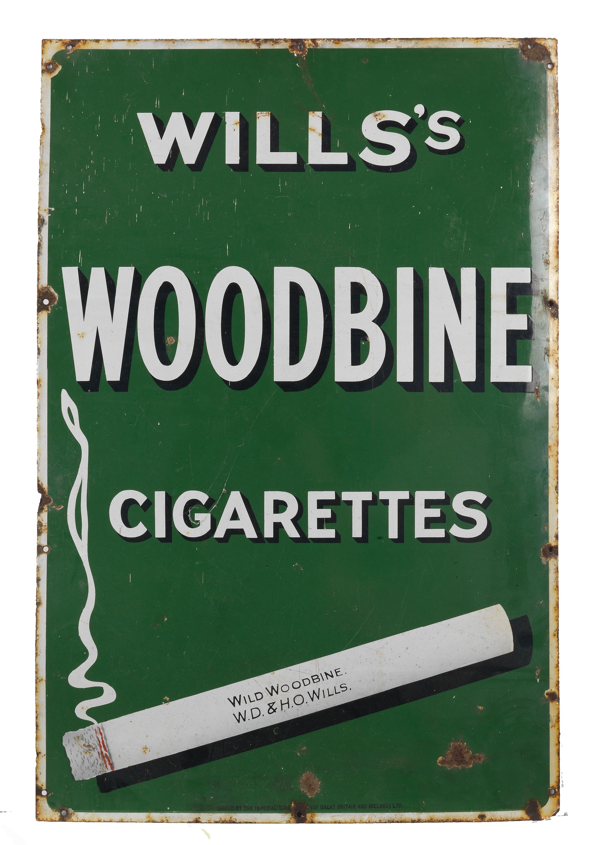 Bonhams Cars : A Wills's Woodbine Cigarettes enamel sign,