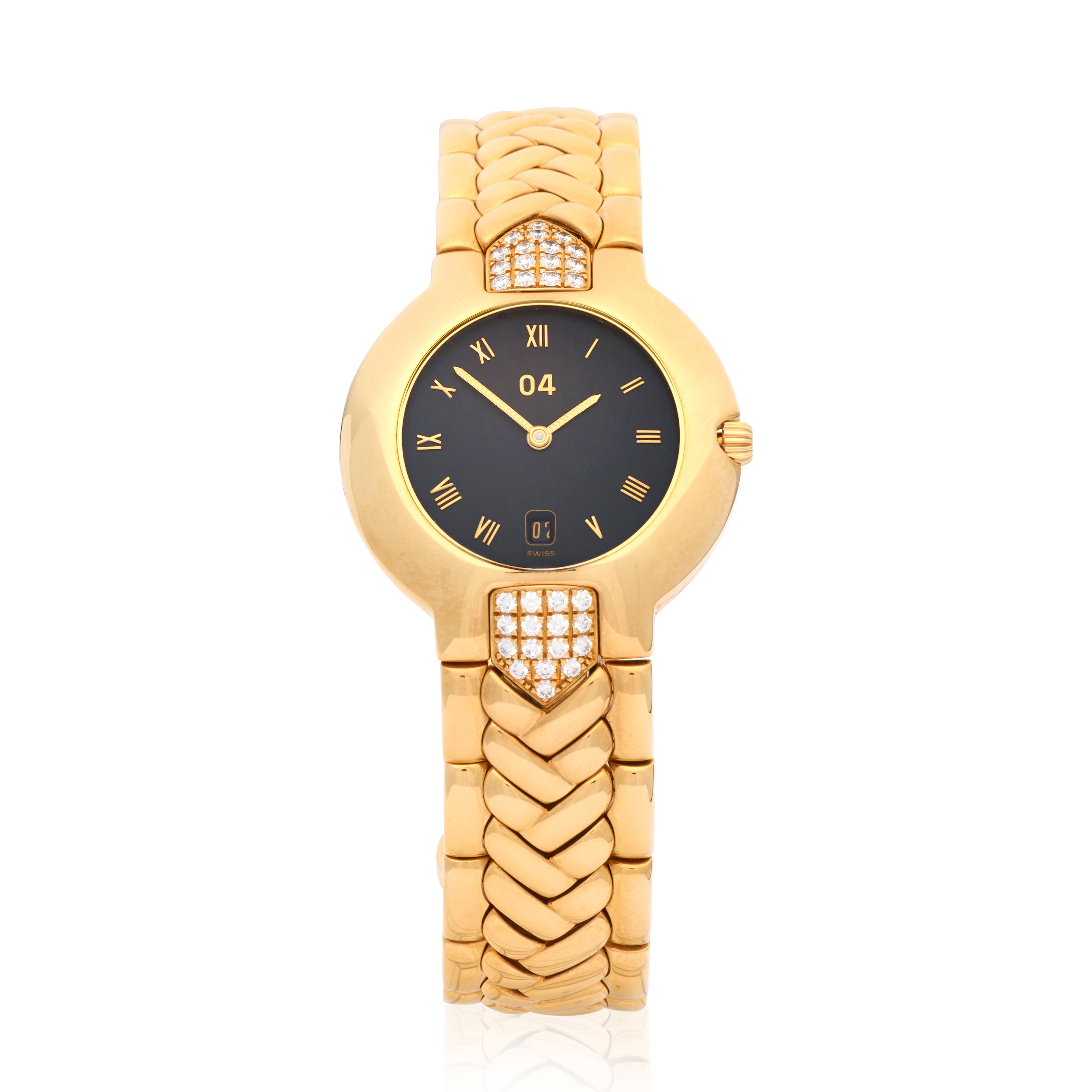 Bonhams : Versace. A limited edition 18K gold diamond set quartz 
