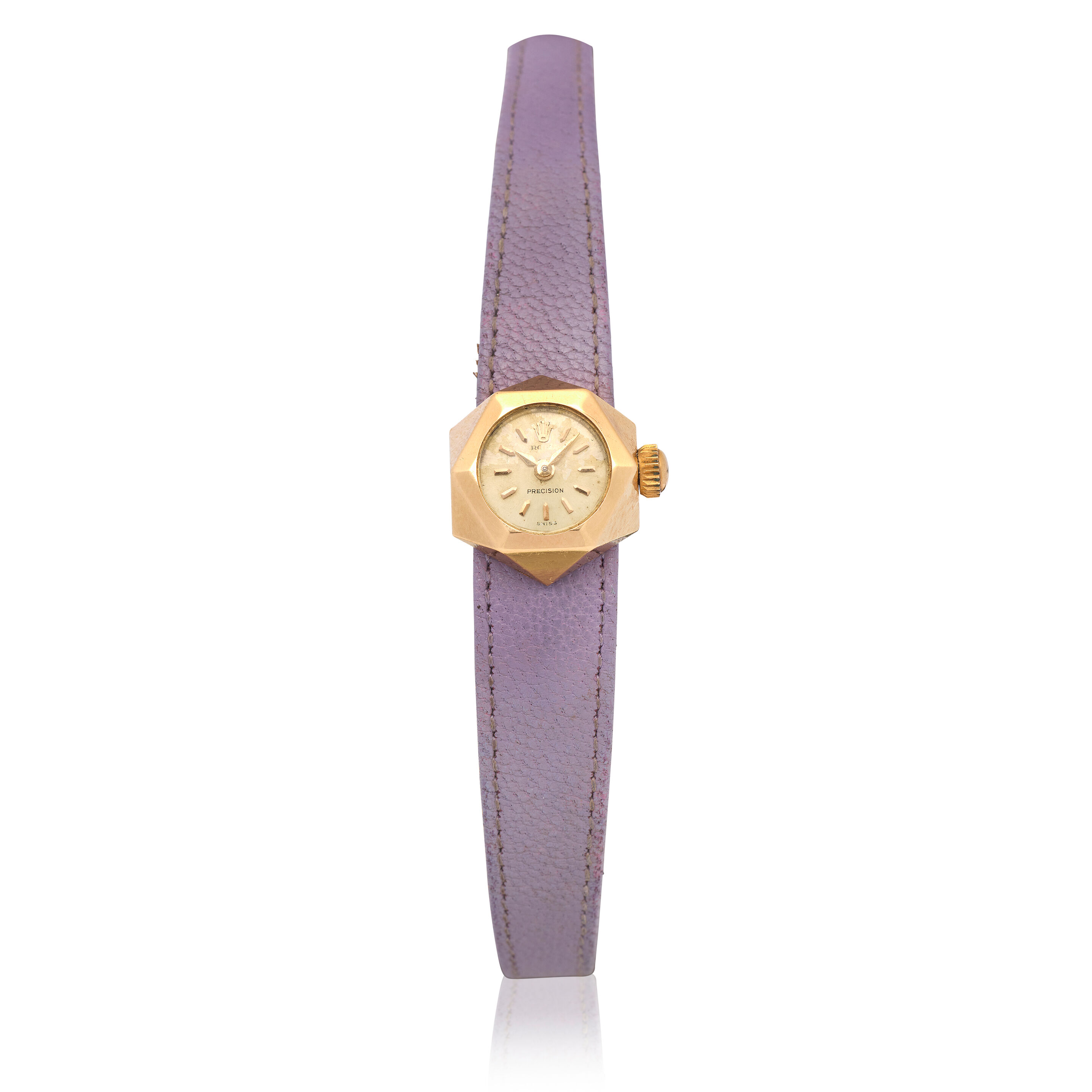 Rolex Watch Chameleon Orchid 18k White Gold Antique Leather Strap Required OH TGE | Wedding gift Rolex for my wife. It main image 3