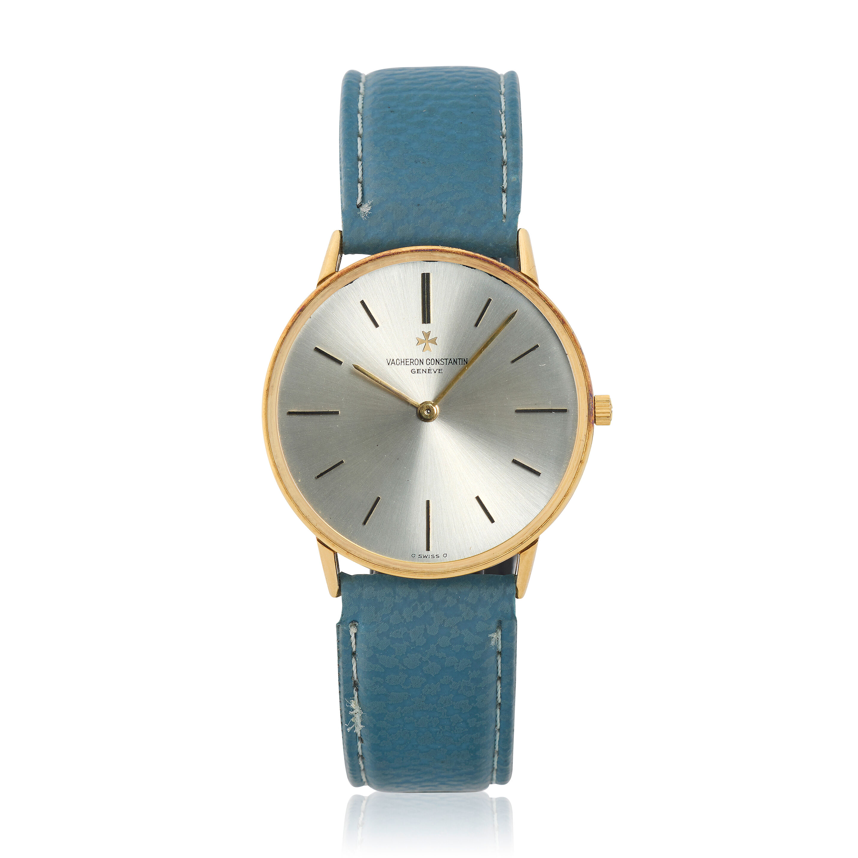 Vintage Crisson Womens Watch 18mm White Dial Blue Enamel Gold Tone Manual Swiss Vacheron & Constantin * 18 ct gold manual winding Kal. 1003  main image 4