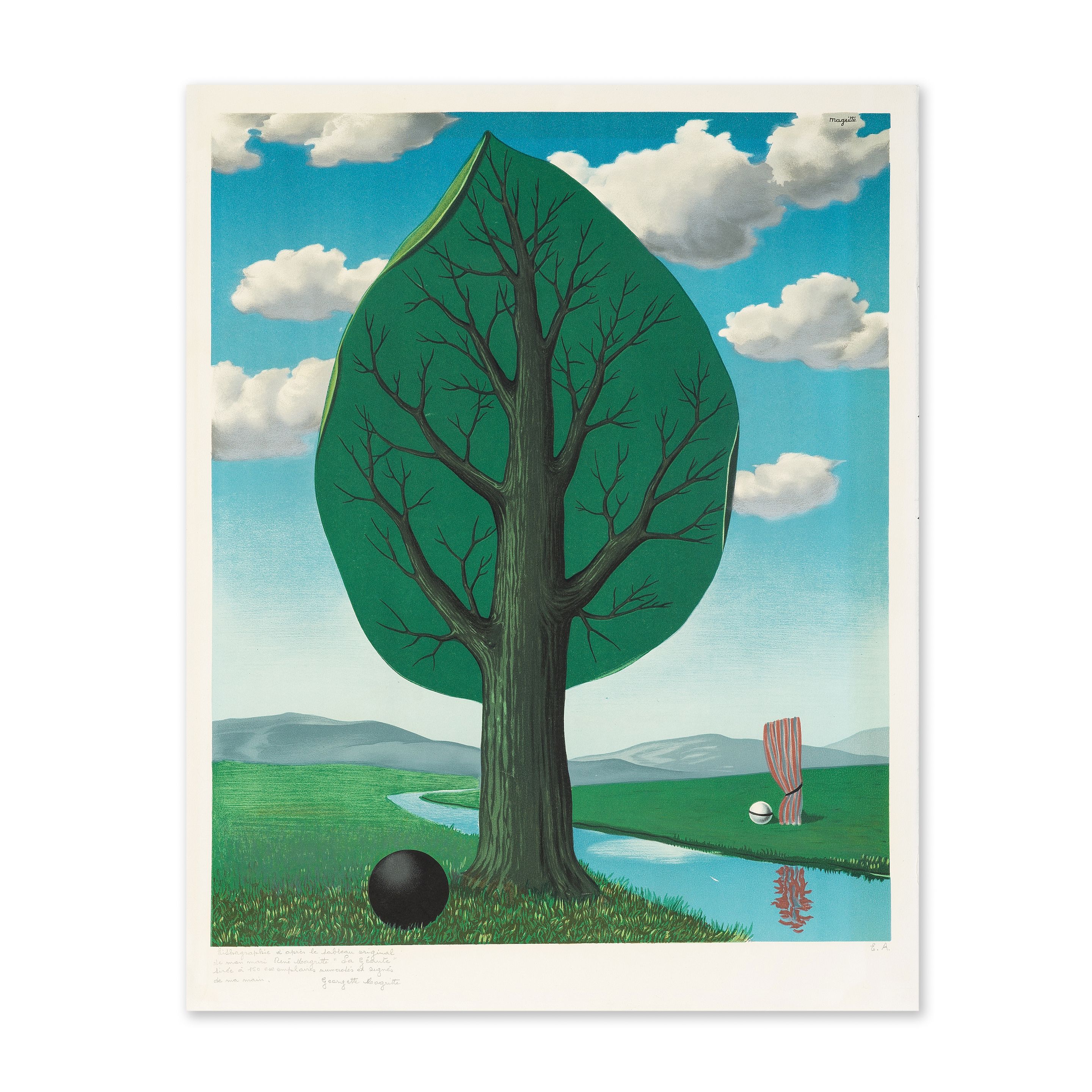 Bonhams Cornette de Saint Cyr : D'APRES RENE MAGRITTE (1898-1967) La géante  Lithographie en couleurs sur Arches d'après la peinture eponyme de  1935Signée, annotée au crayon par Georgette Magritte \, image size:2880x2880