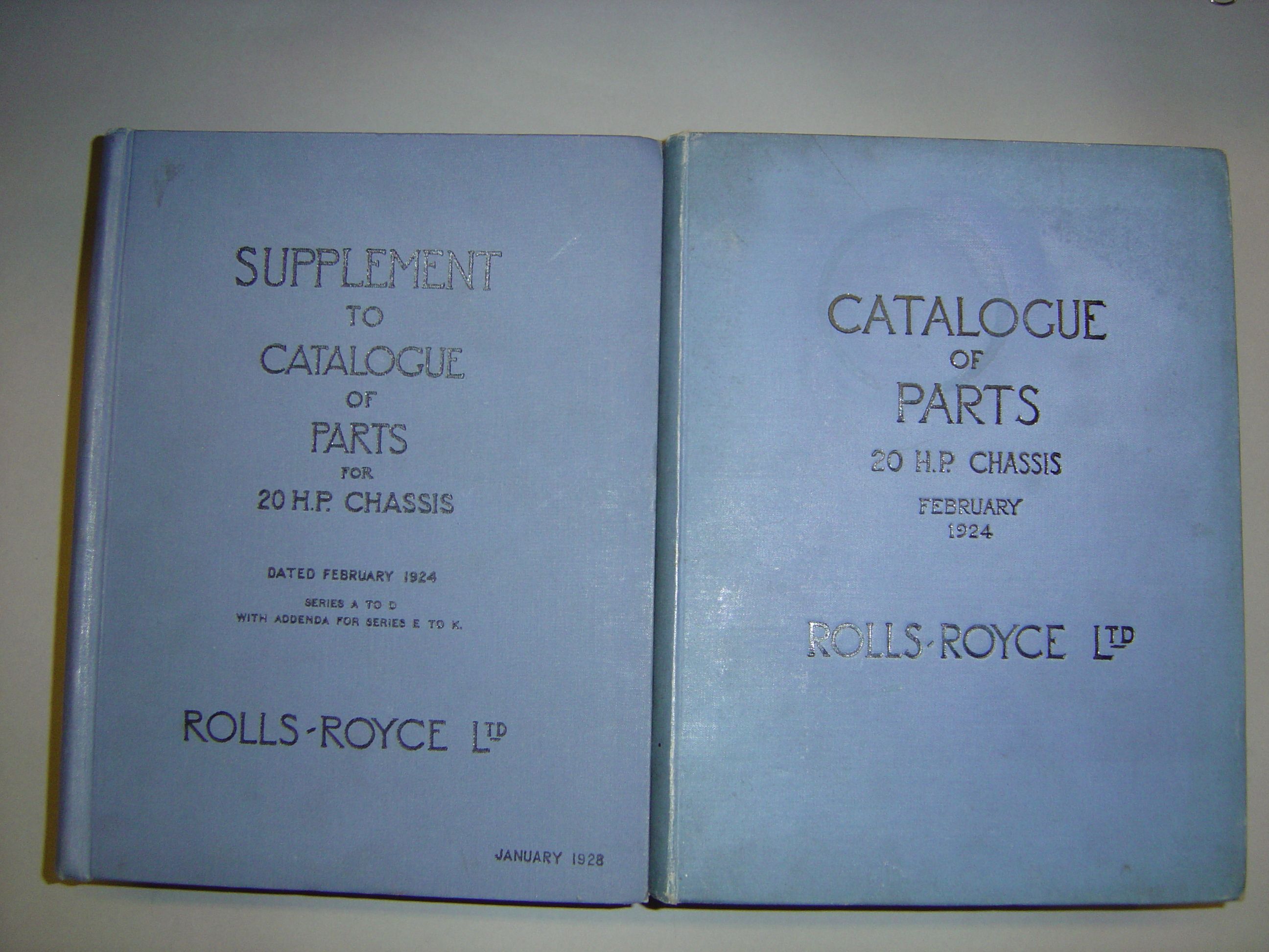 Bonhams Cars A RollsRoyce 20Hp Parts Catalogue, 1924 and 1928.