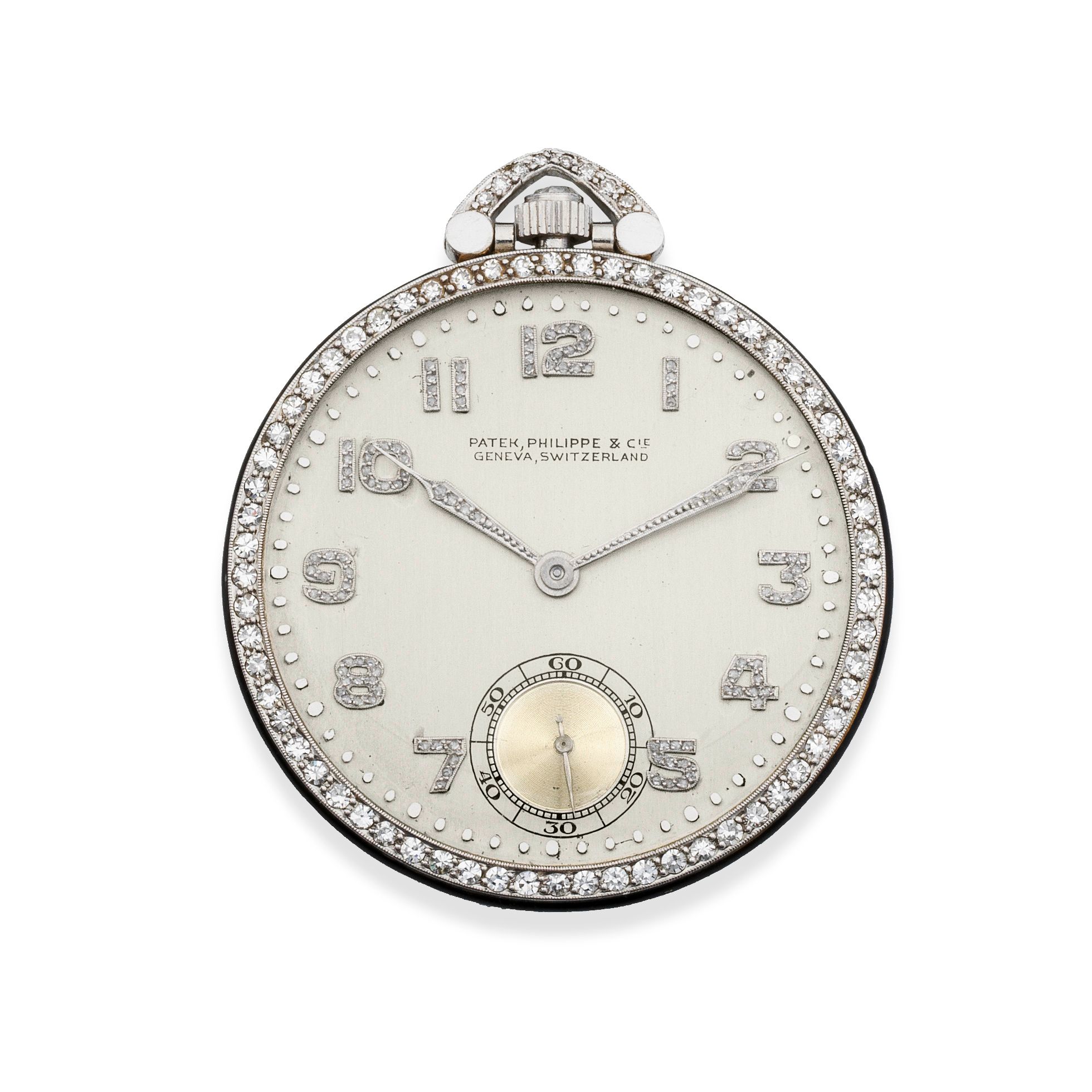 Bonhams Patek A platinum and diamond set keyless wind